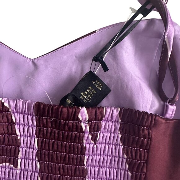 HOUSE OF HARLOW Purple Patterned Satin Crop Top Size Medium NEW NWT - Picture 2 of 7